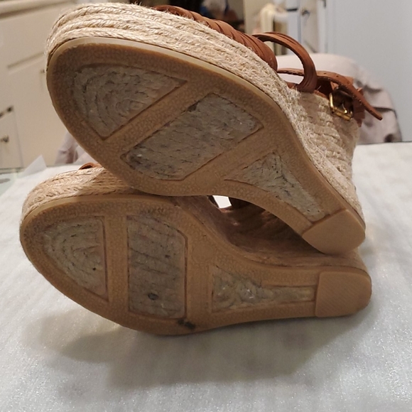Ralph Lauren Brown leather wedge sandals - Picture 4 of 8